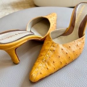 Stunning Ostrich Mid Heel Slip Ons